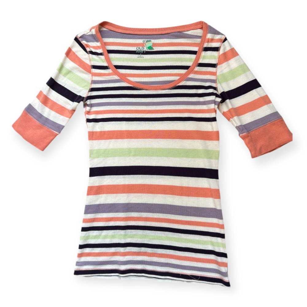 🔴 6/$25 SALE Old Navy Striped 3/4 Top NWOT & Cami EUC